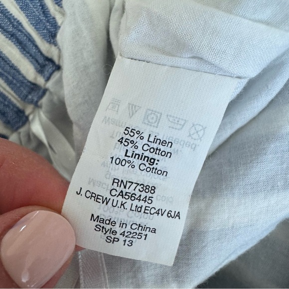 J Crew Mini Blue White Striped Linen Blend Skirt Pockets size 2 - Picture 8 of 9